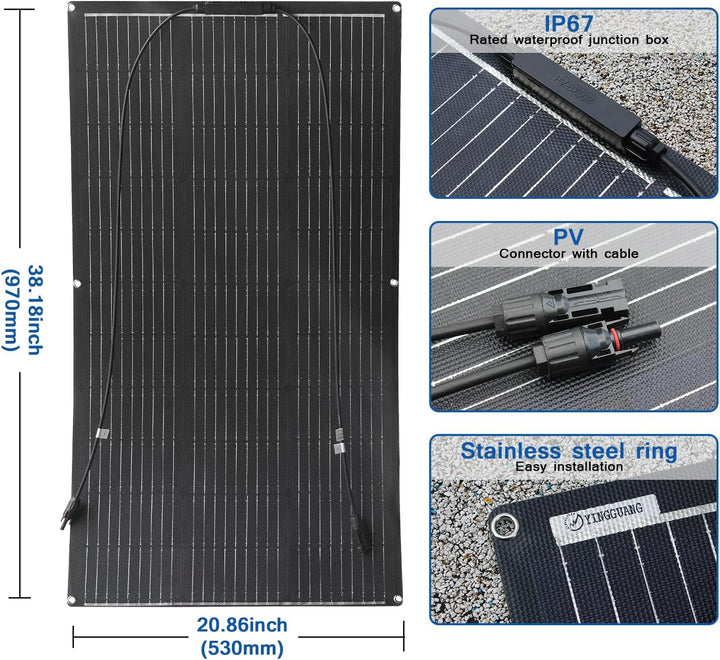 400W SolarPanel ETFE Semi Flexible(4pcs 100W) etfe Mono Solarmodul FüR Gartenhaus, Camping, Wohnmobi
