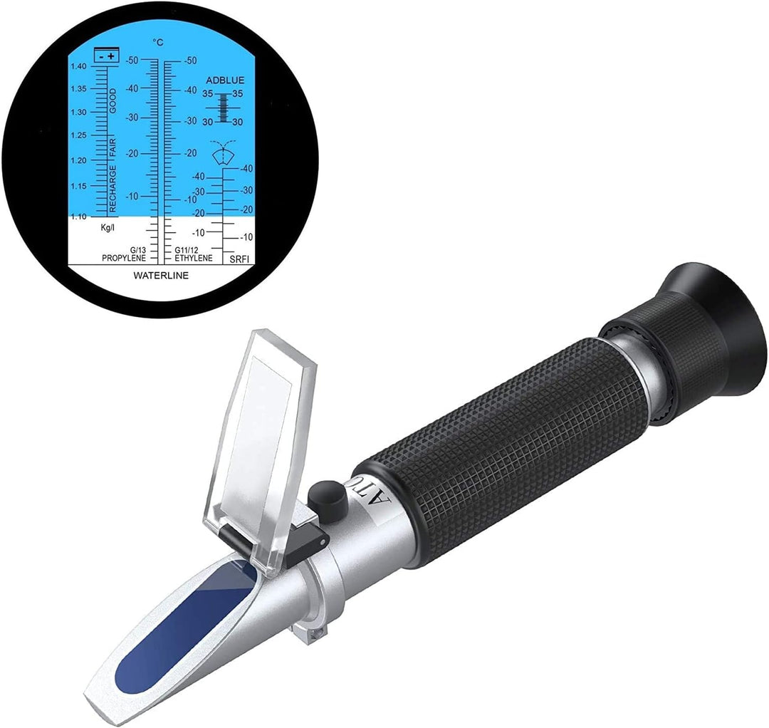 4-in-1 Frostschutz Refraktometer - Frostschutz, Scheibenwischwasser, AdBlue, Batterielösungen und Gl