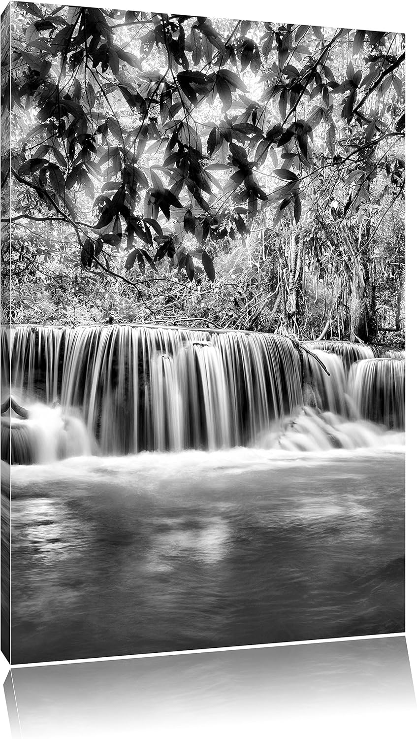 Pixxprint Kleiner Wasserfall im Dschungel als Leinwandbild/Grösse: 100x70 / Wandbild/Kunstdruck/fert