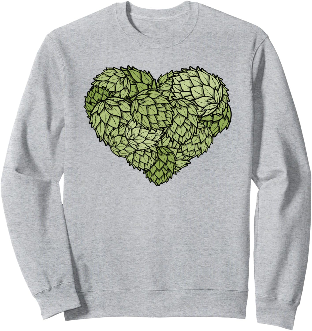 Hoppy Beer Lover Hops Heart Graphic Illustration Sweatshirt