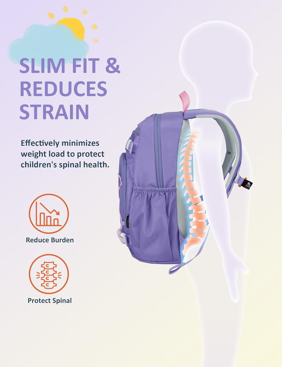 Mountaintop 18L Kinderrucksack Mädchen Jungen für Schule Wandern | Schulrucksack Schultasche mit Bru