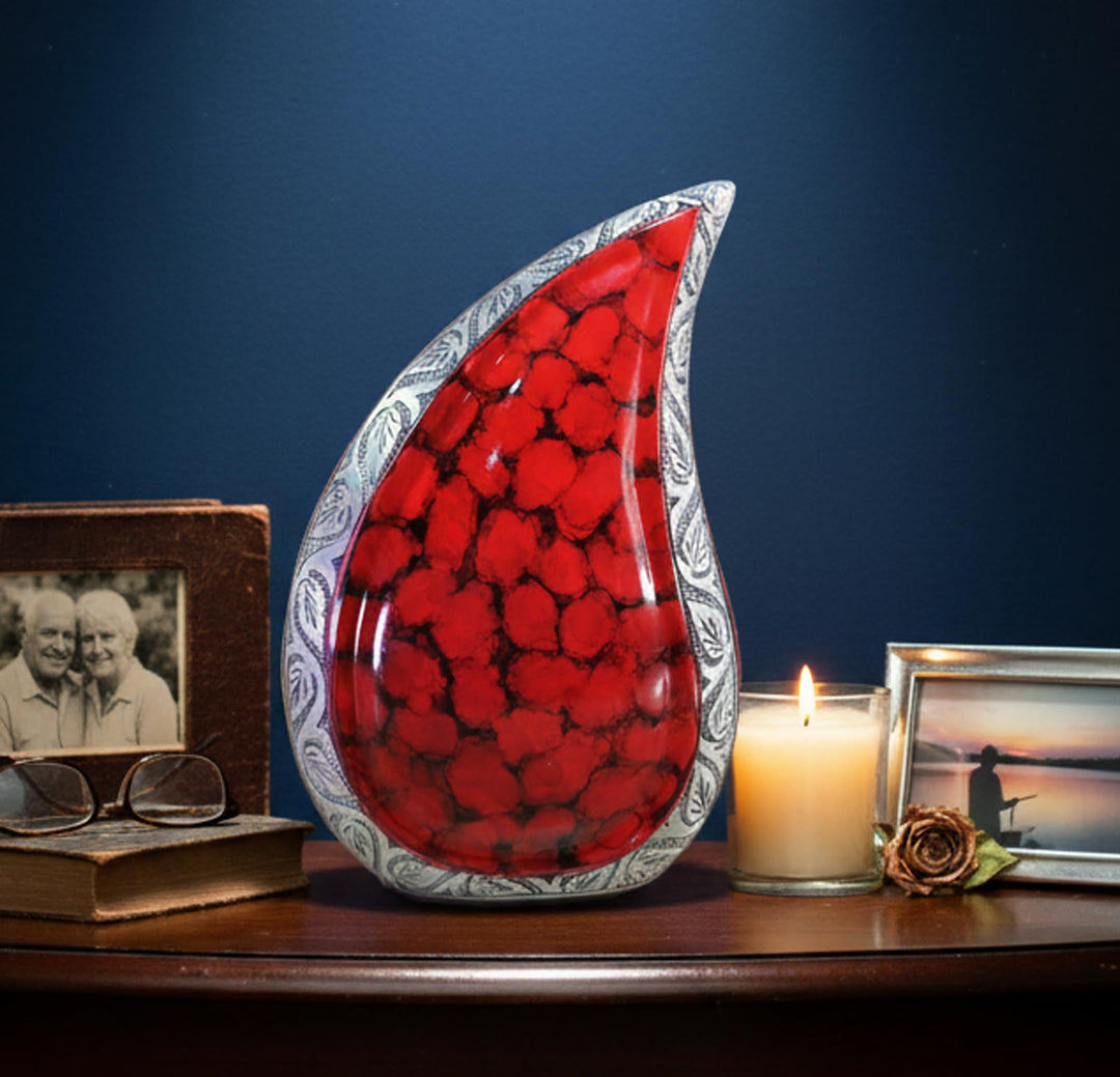 eSplanade Teardrop Urne Memorial Container Jar Pot | Urne | Urne aus Metall | Bestattungsurne (Feuer