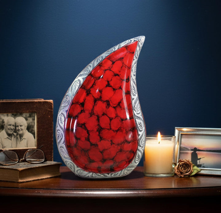 eSplanade Teardrop Urne Memorial Container Jar Pot | Urne | Urne aus Metall | Bestattungsurne (Feuer