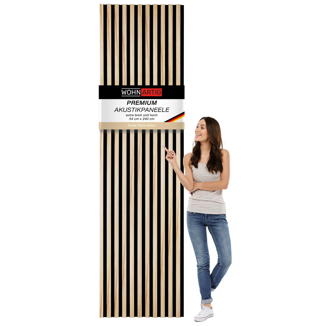 wohnartig 3D Akustikpaneele (Eiche Natur, 1 Stück 240cm x 54cm) Eiche Natur 1 Stück 240cm x 54cm, Ei