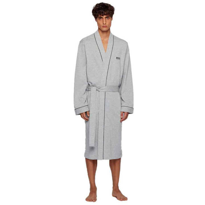 BOSS Hugo Boss Herren Bademantel Kimono BM 10121122 02, Einfarbig S Grau (Medium Grey 33), S Grau (M