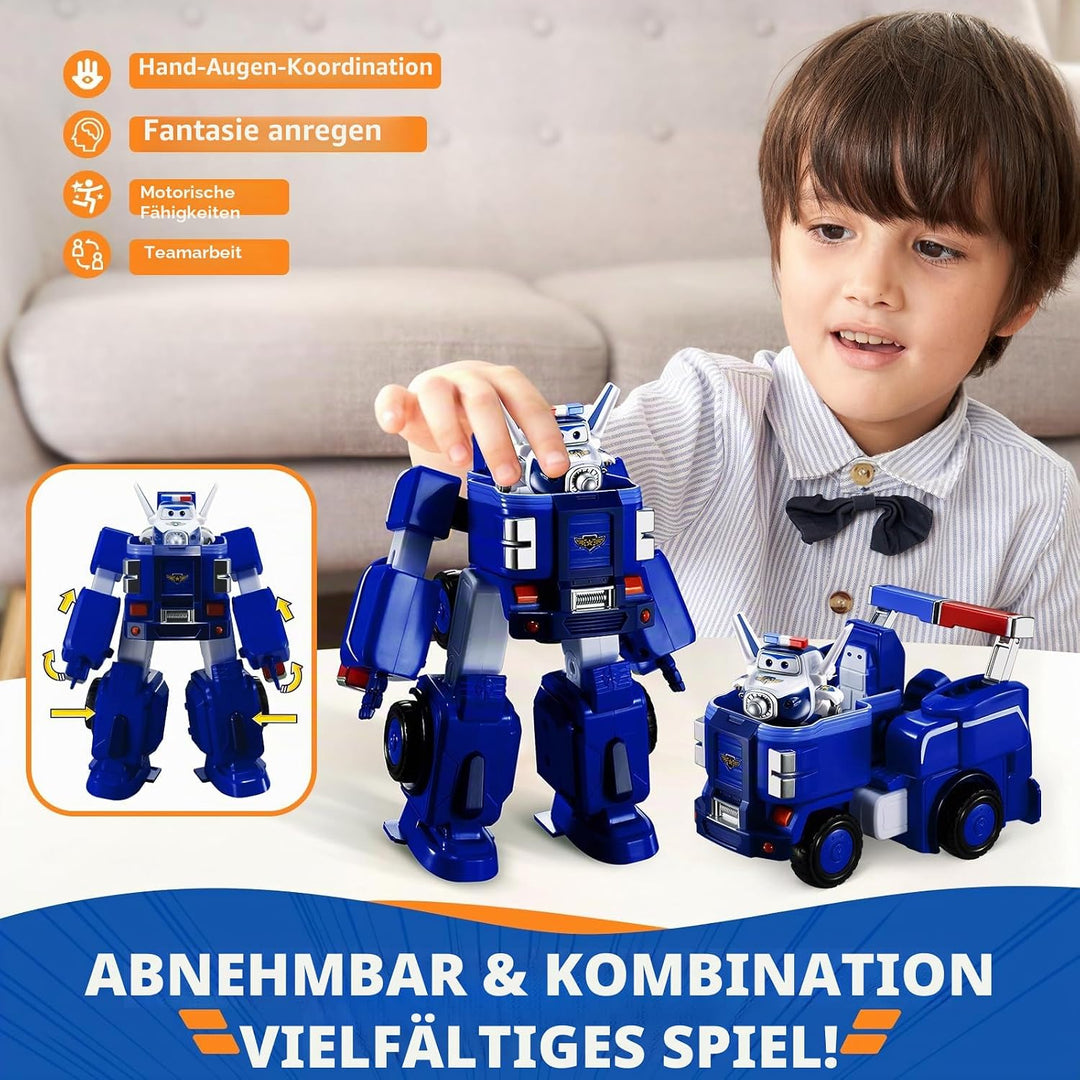 SUPER WINGS – VERWANDELBARES ROBOTERFAHRZEUG "PAUL’S CRUISER" 18 cm + 1 FIGUR 5 cm – Wagen und Spiel