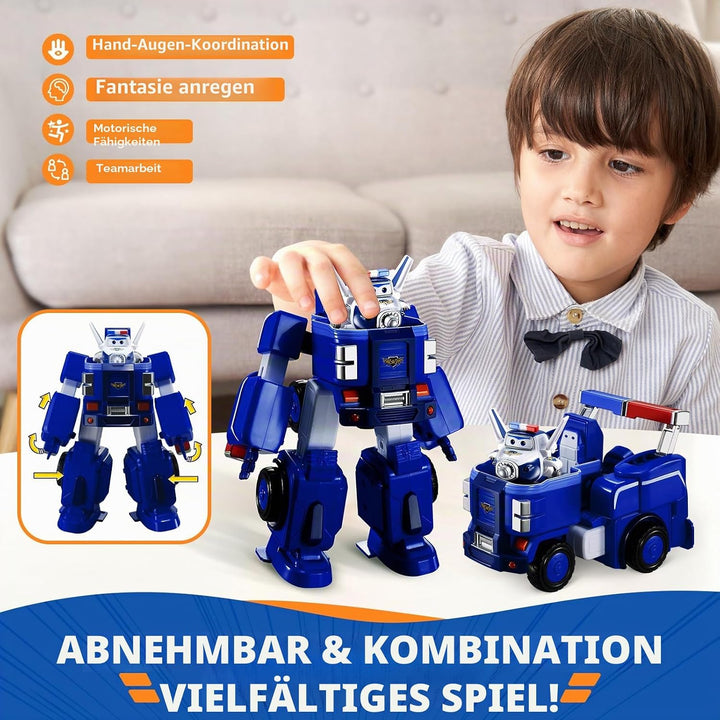 SUPER WINGS – VERWANDELBARES ROBOTERFAHRZEUG "PAUL’S CRUISER" 18 cm + 1 FIGUR 5 cm – Wagen und Spiel