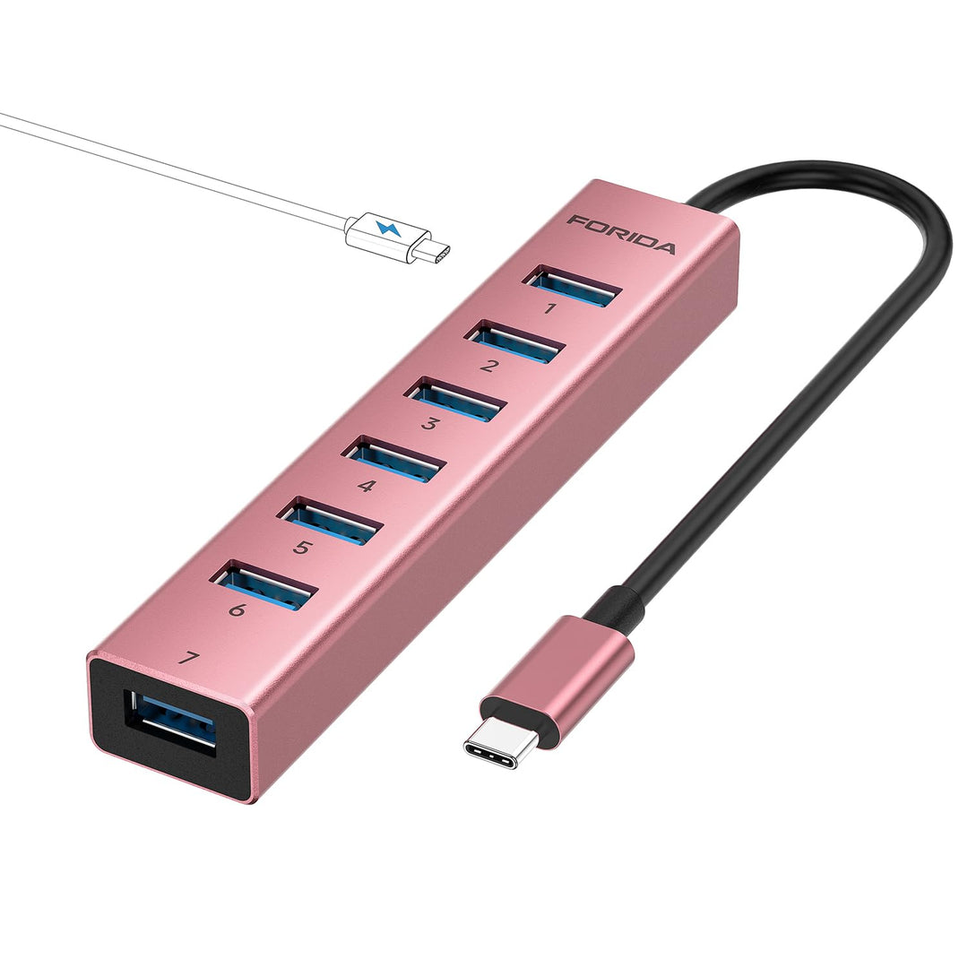 FORIDA Multiport USB C Hub 3.0, USB Verteiler mit 5Gbps Datenübertragung, MacBook Adapter zu USBC Re