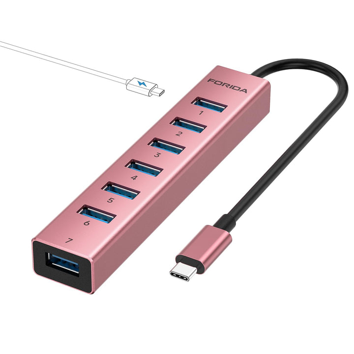FORIDA Multiport USB C Hub 3.0, USB Verteiler mit 5Gbps Datenübertragung, MacBook Adapter zu USBC Re