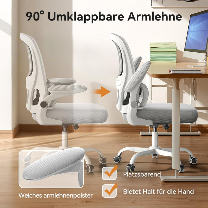 naspaluro Bürostuhl, Ergonomischer Schreibtischstuhl mit Armlehnen, Dynamischer Lordosenstütze, Dreh