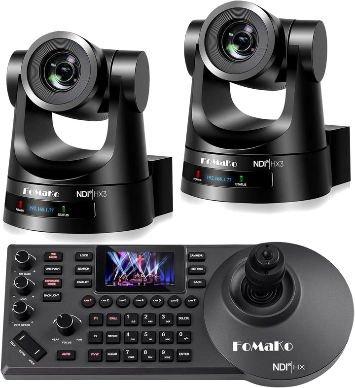 FoMaKo NDI PTZ Kamera Set KI-Auto-Tracking 30x Zoom 1080@60 mit 3G-SDI/HDMI/IP PoE, für YouTube OBS