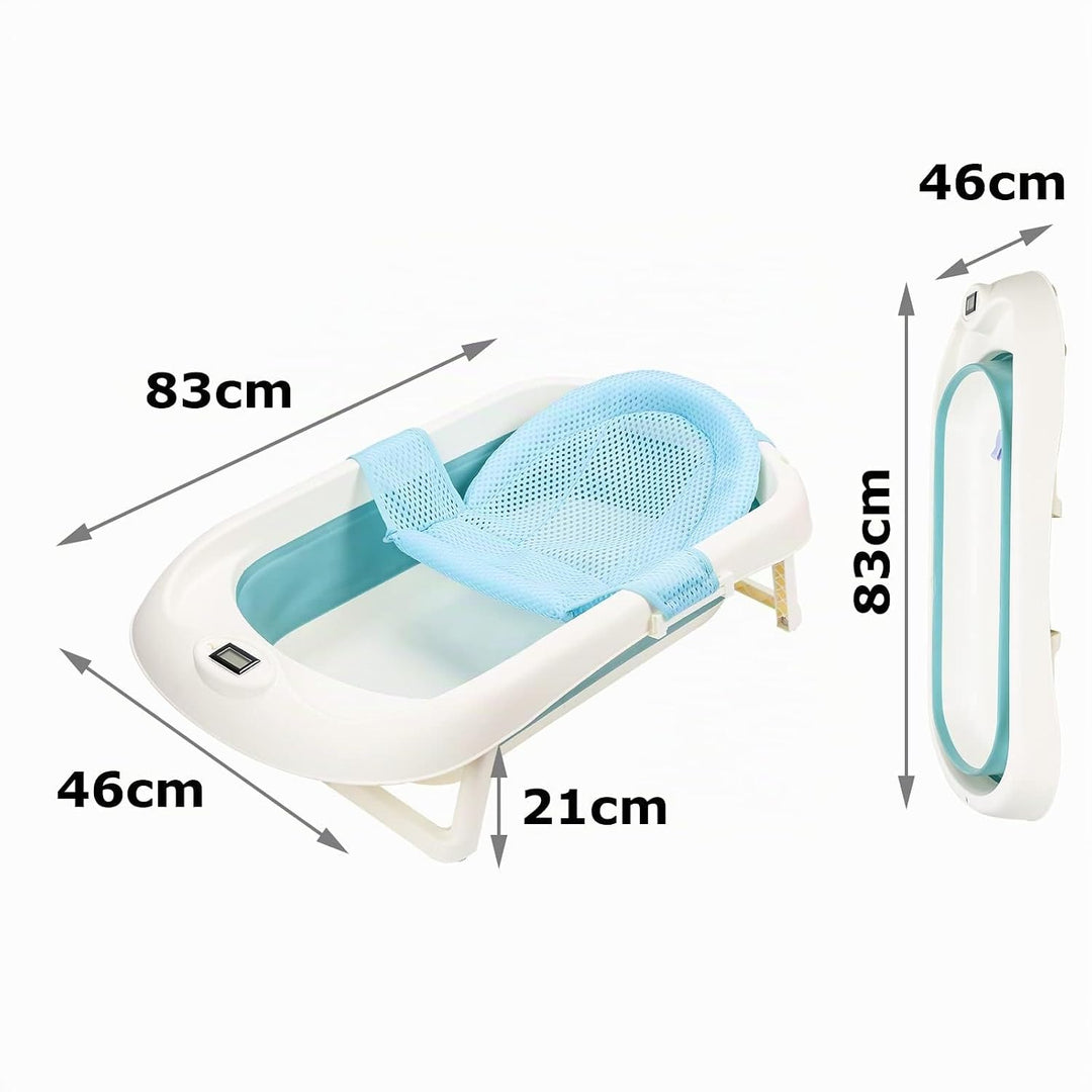 50L Baby Badewanne mit Anti Stütze und Echtzeit-Temperaturmessung, Faltbare Babywanne für Babys 0-6