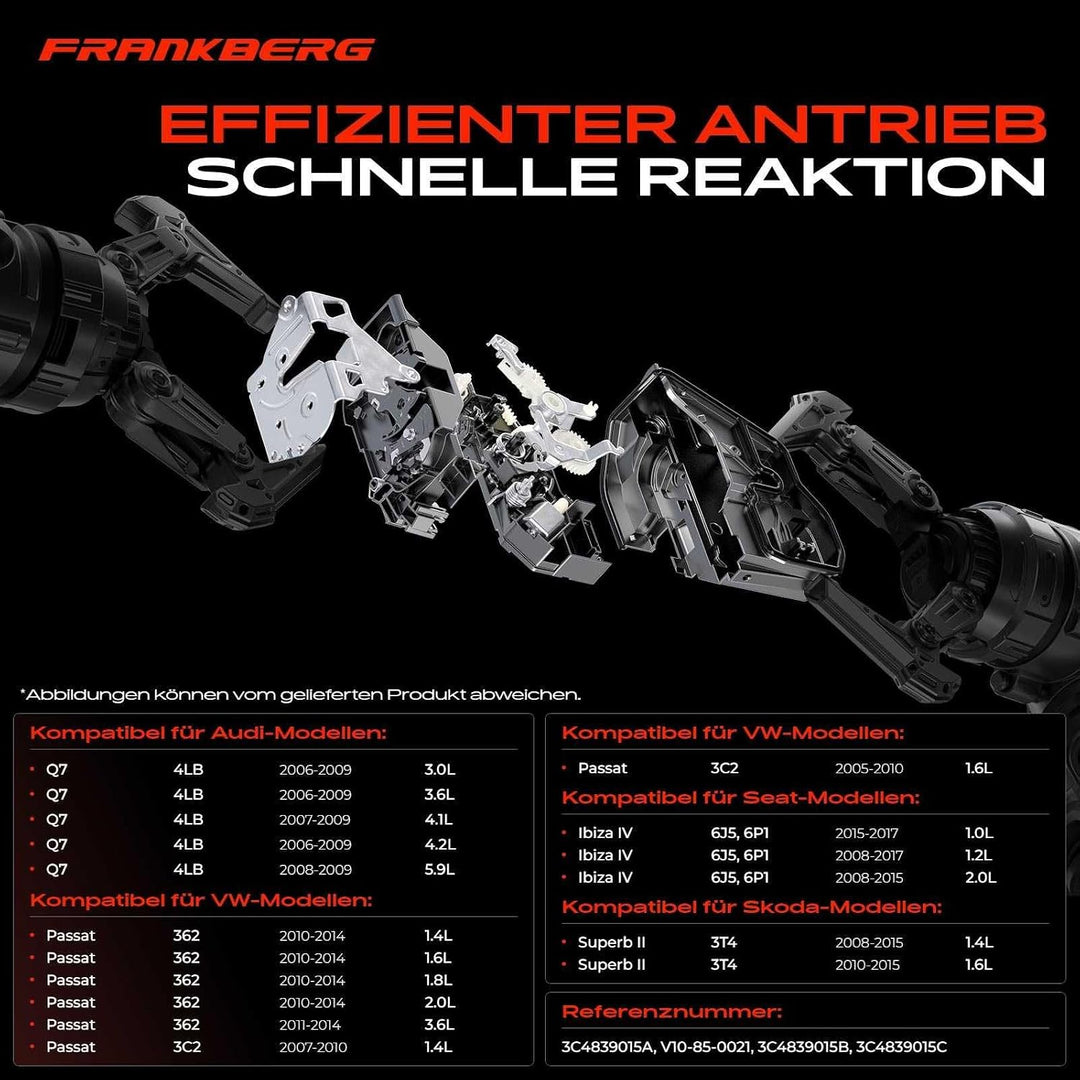 Frankberg Türschloss Stellmotor Hinten Links 8-Polig Kompatibel mit Q7 2006-2009 Ibiza IV 2008-2017