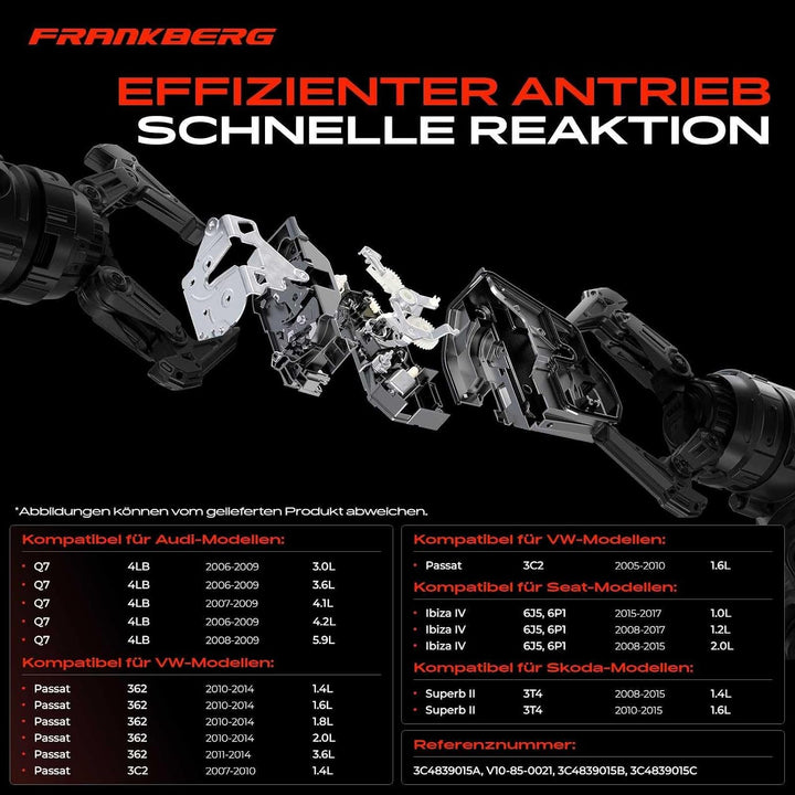 Frankberg Türschloss Stellmotor Hinten Links 8-Polig Kompatibel mit Q7 2006-2009 Ibiza IV 2008-2017