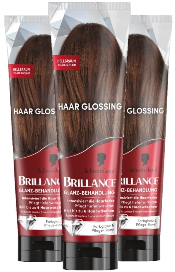 Brillance Glanz-Behandlung, Haar Glossing Hellbraun (3x 150 ml), pflegt und intensiviert die Haarfar