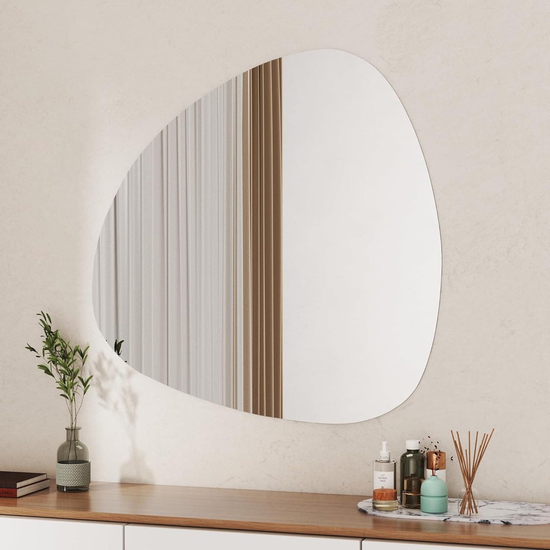 Boromal Spiegel Asymmetrischer 80x80cm Organischer Asymmetrischer Spiegel Badspiegel Asymmetrischer