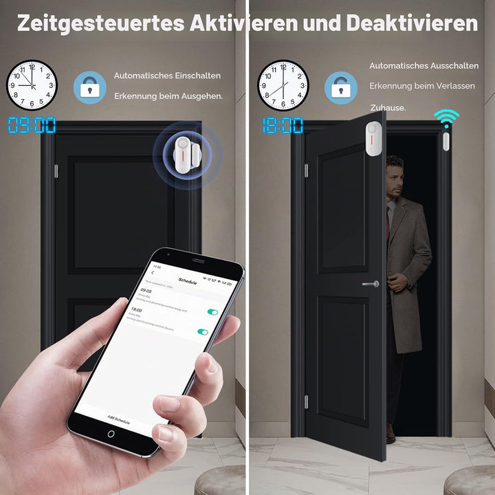 WiFi Smart Türsensor, drahtloser Türfenster Sensor Alarm, Mini Kontaktsensor für die Sicherheit zu H