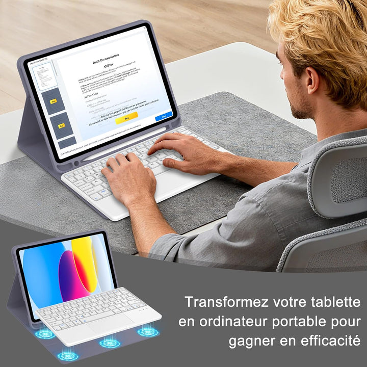 Hülle Tastatur für iPad (A16) 11/10 Generation (2025/2022) 11/10.9 Zoll | Mit Trackpad Magnetisch Ab