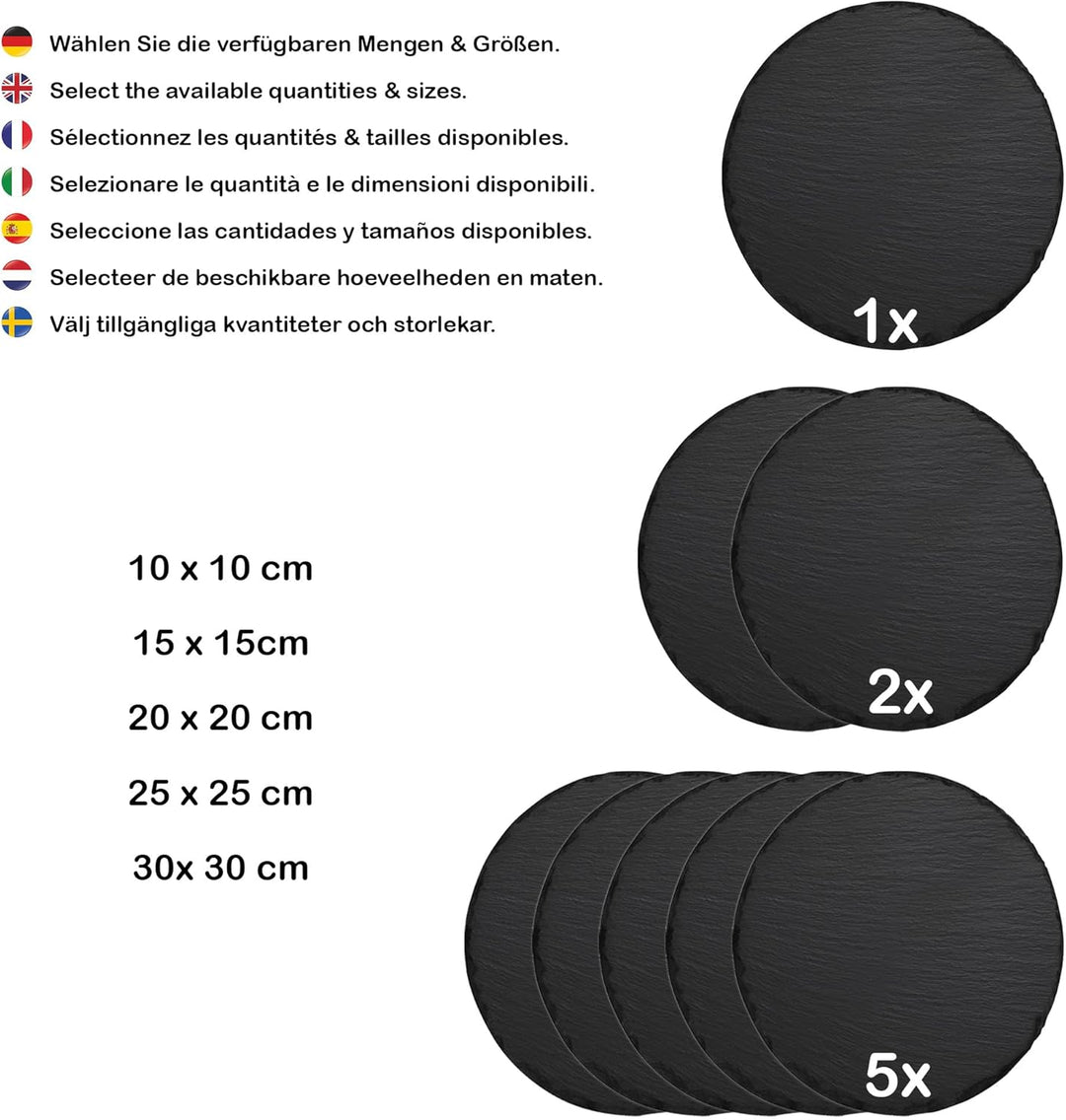 Schiefertafel Schiefer Schild Platte Kreis [5 Stück] - Ø 20cm - rund - DIY - zum selbst Beschriften