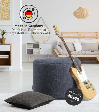 mokebo® Pouf, Hocker o. Sitzhocker 60x40cm 'Der Ruhepouf' Bodenkissen rund & Fusshocker fürs Wohnzim