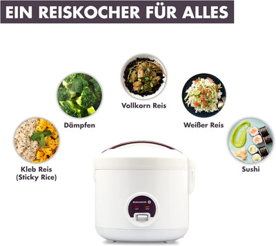 Reishunger Reiskocher & Dampfgarer mit Antihaftbeschichtung - Für 1-6 Personen - Schnelle Zubereitun