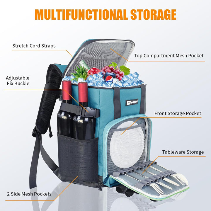 Kühlrucksack 30L/20L Kühltasche Rucksack Gross Faltbar, 40/24 Dosen Kühl Rucksack Gross Thermo Rucks