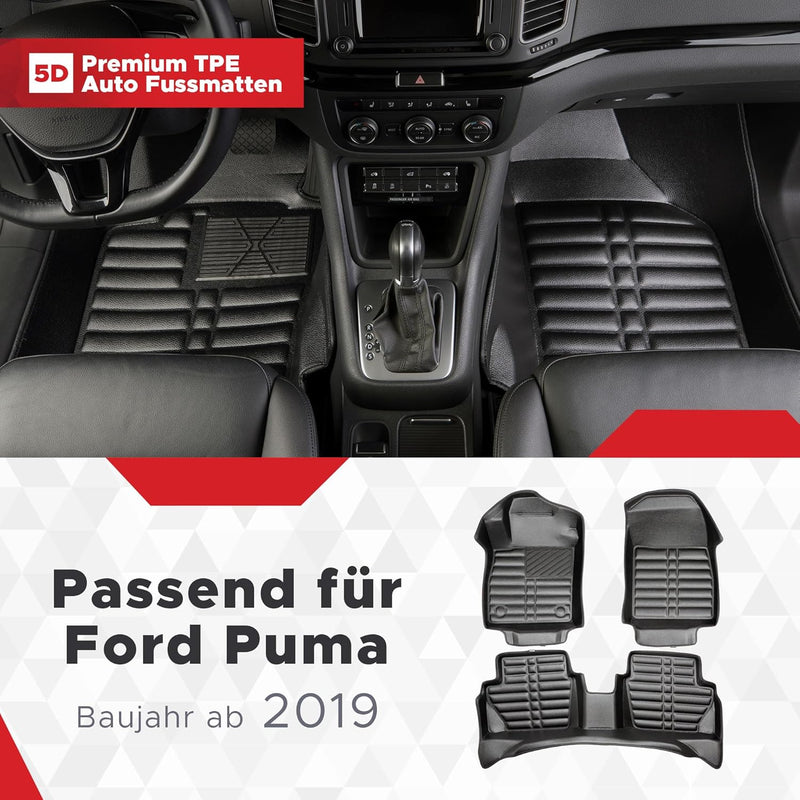 fussmattenprofi.com Auto Fussmatten Kompatibel mit Ford Puma Baujahr ab 2019 I 100% Passgenau Geruch