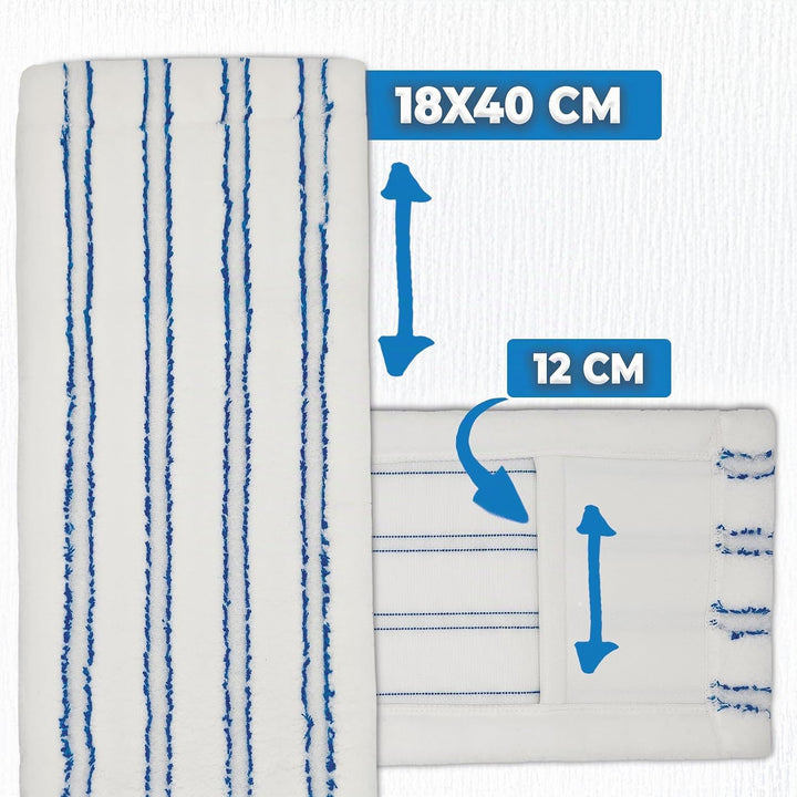 10x Profi Microfaser Wischbezüge mit Abrasiv-Streifen – Profi Ersatz-Bezüge für 40 cm Mopphalter – W