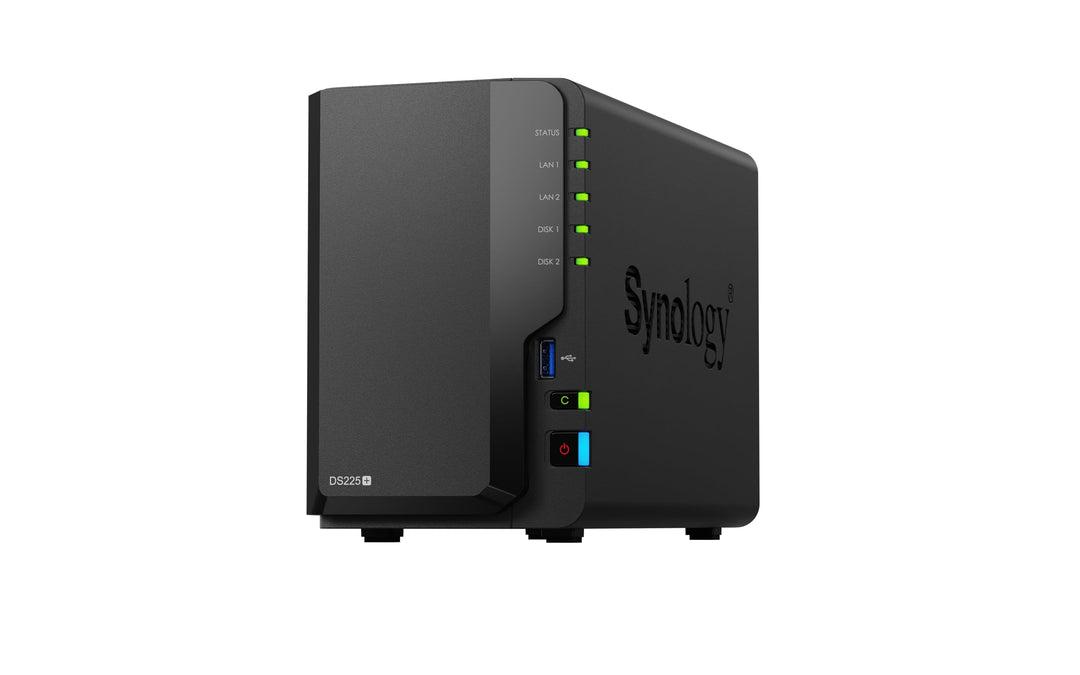 Synology DS225+ 2-Bay Diskstation NAS (Intel Celeron J4125 4-Core 2.0 GHz 2GB DDR4 RAM 2xRJ-45 1GbE