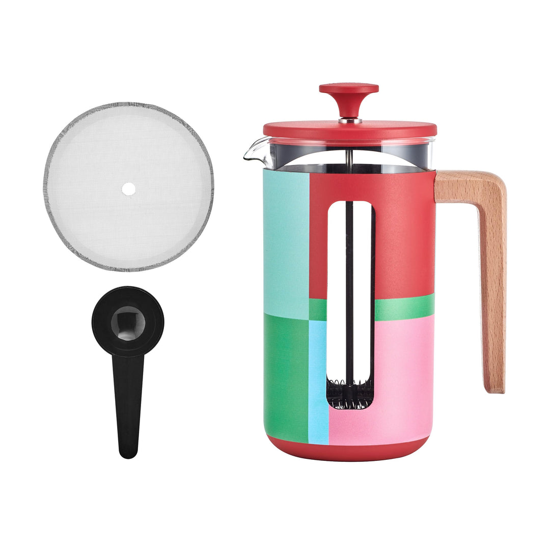 La Cafetière Pisa Kaffeebereiter für 8 Tassen, grosse Pressstempelkanne, geometrisches Design, 1 l,