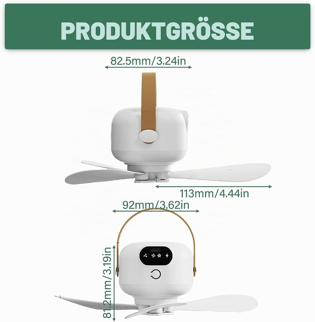 Campingventilator Tragbarer: Camping Ventilator mit Licht, Camping Licht LED Campinglampe, Wiederauf