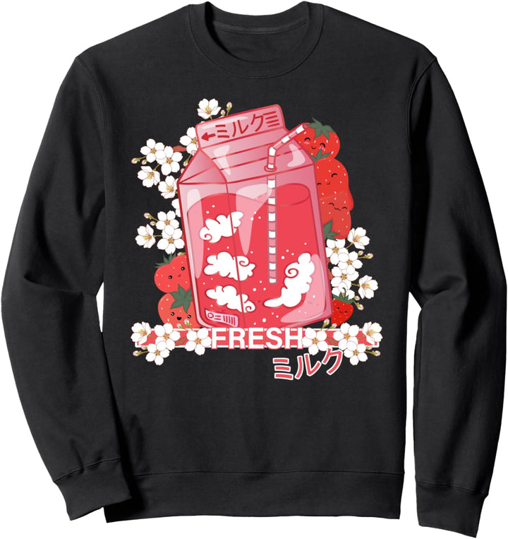 Kawaii Manga Strawberry Milk - Kawaii Japanische Erdbeeren Sweatshirt