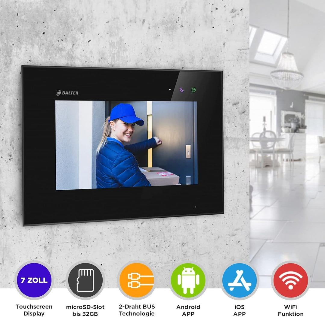 Nonic Balter EVO Video-Türsprechanlage WLAN Set 2 Familienhaus (1x Türstation mit Kamera Schwarz, 2X