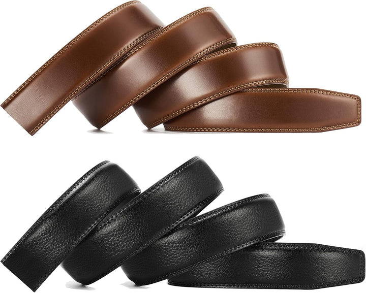 CHAOREN Gürtel Herren 2er-Pack, 35mm Automatik Ledergürtel mit Ratsche - Passgenau Zuschneidbar, Ide