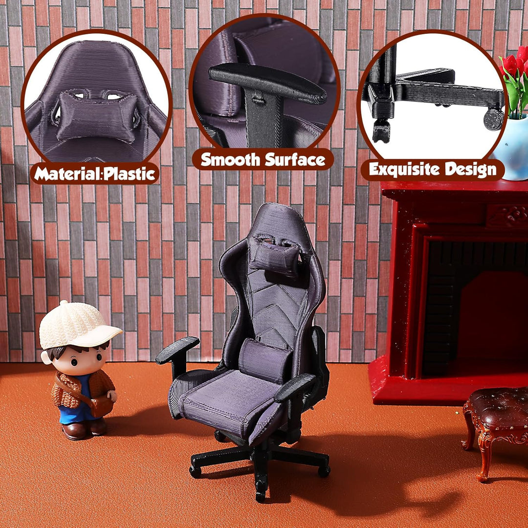 Hemobllo 1:12 Miniatur Gaming Stuhl Modell - Realistischer Schreibtischstuhl für Puppenhaus & Dioram