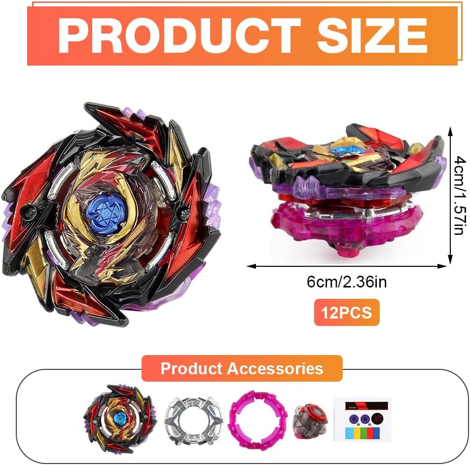 12 in 1 Kampfkreisel Set, Kampfkreisel Koffer mit 3 Bidirektionaler Sender, Bey Burst Turbo Blade Se