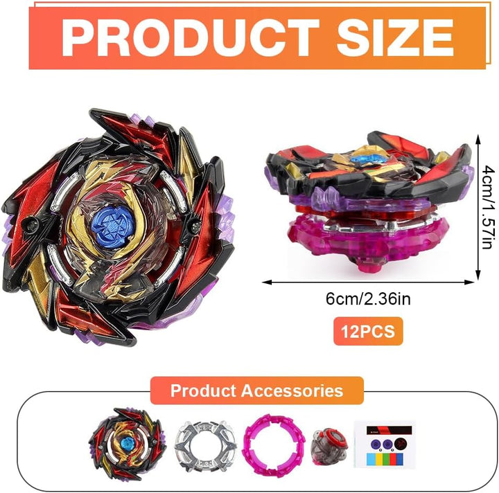 12 in 1 Kampfkreisel Set, Kampfkreisel Koffer mit 3 Bidirektionaler Sender, Bey Burst Turbo Blade Se