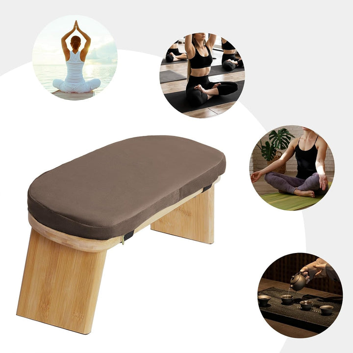 MINRS Meditationsbank klappbar Meditationshocker Holz Meditationsbank mit kissen Ergonomischer Gebet