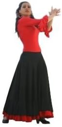 Spanische Flamencorock - Flamenco Rock für Damen/Frauen - Schwarz - Rot - XL 44 Schwarz - Rot, 44 Sc