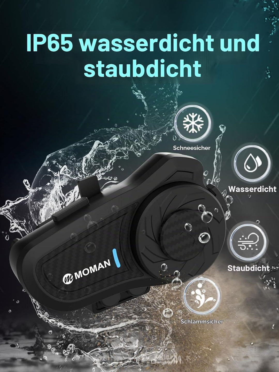 Moman Motorrad Intercom Headset, H2 Pro【2 Pack Carbonfaser】 Motorradhelm Gegensprechanlage Kommunika
