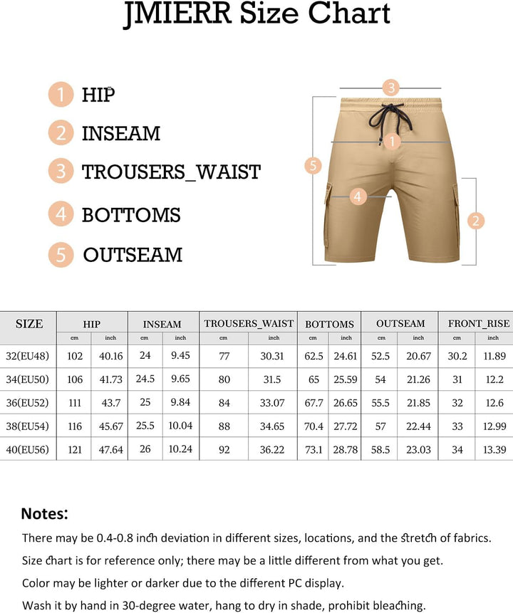 JMIERR Kurze Hosen Herren Baumwolle Cargo Shorts Herren Sommer Freizeithose mit Taschen S D Khaki, S