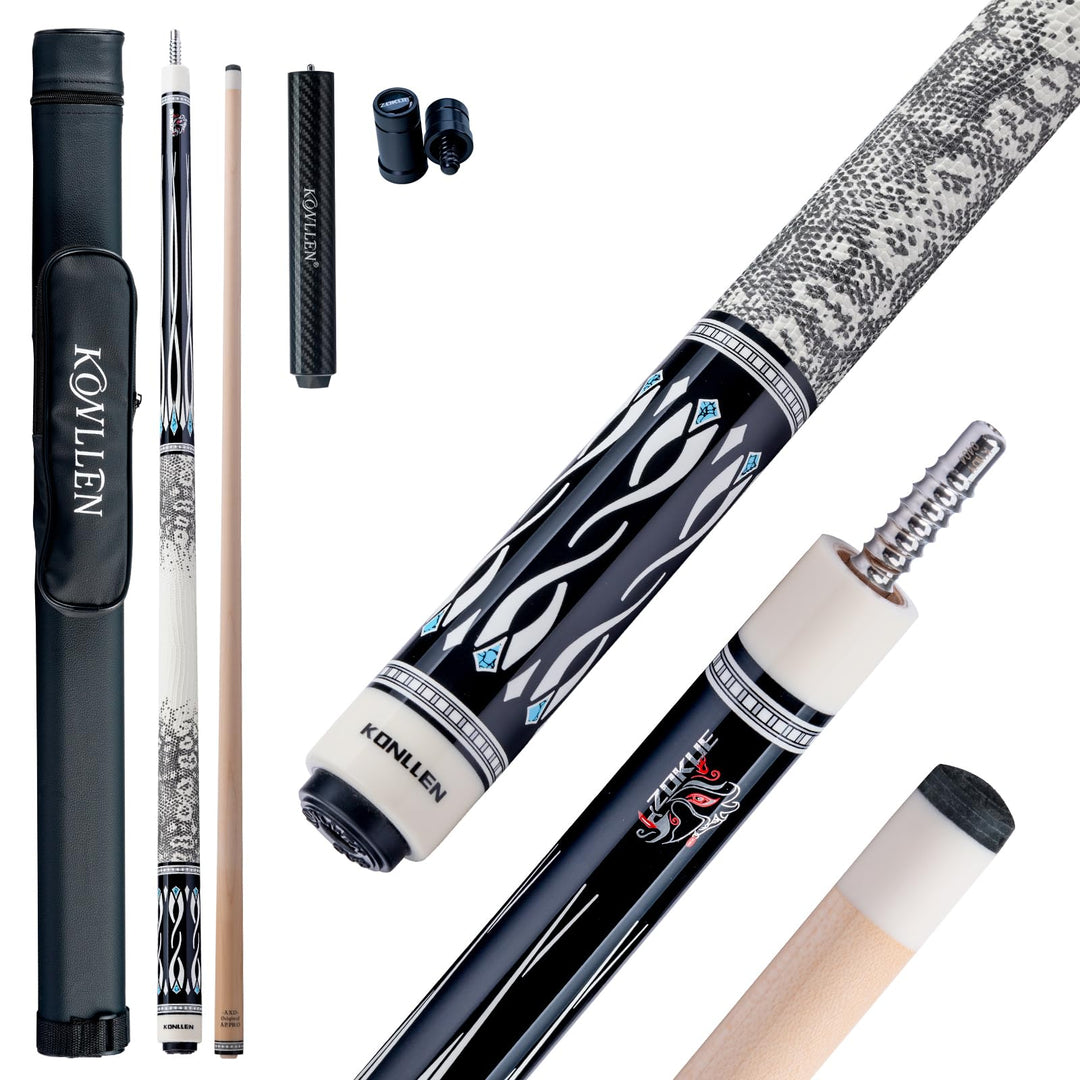 KONLLEN Billardqueue-Stick mit niedriger Ablenkung, mit Verlängerung und Koffer (10,5 mm, 11,5 mm, 1