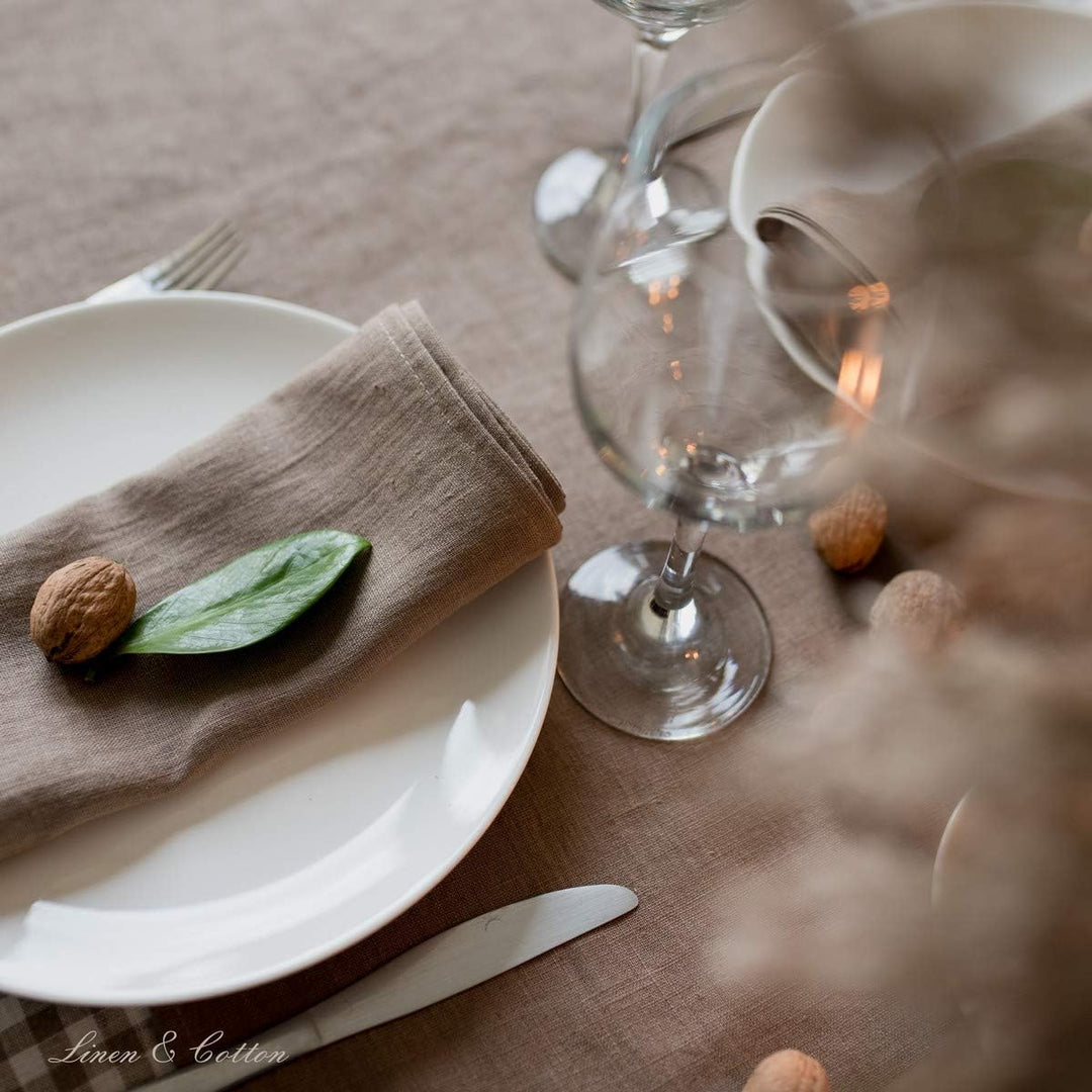 Linen & Cotton Hochwertige 4 x Stoffservietten/Servietten Stoff/Leinenservietten Hygge -100% Leinen,