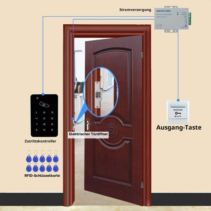 KDL Komplettes RFID-Zutrittskontrollsystem-Kit mit Stand-Along-Tastatur und Schliesser, DC12V / 3A-N