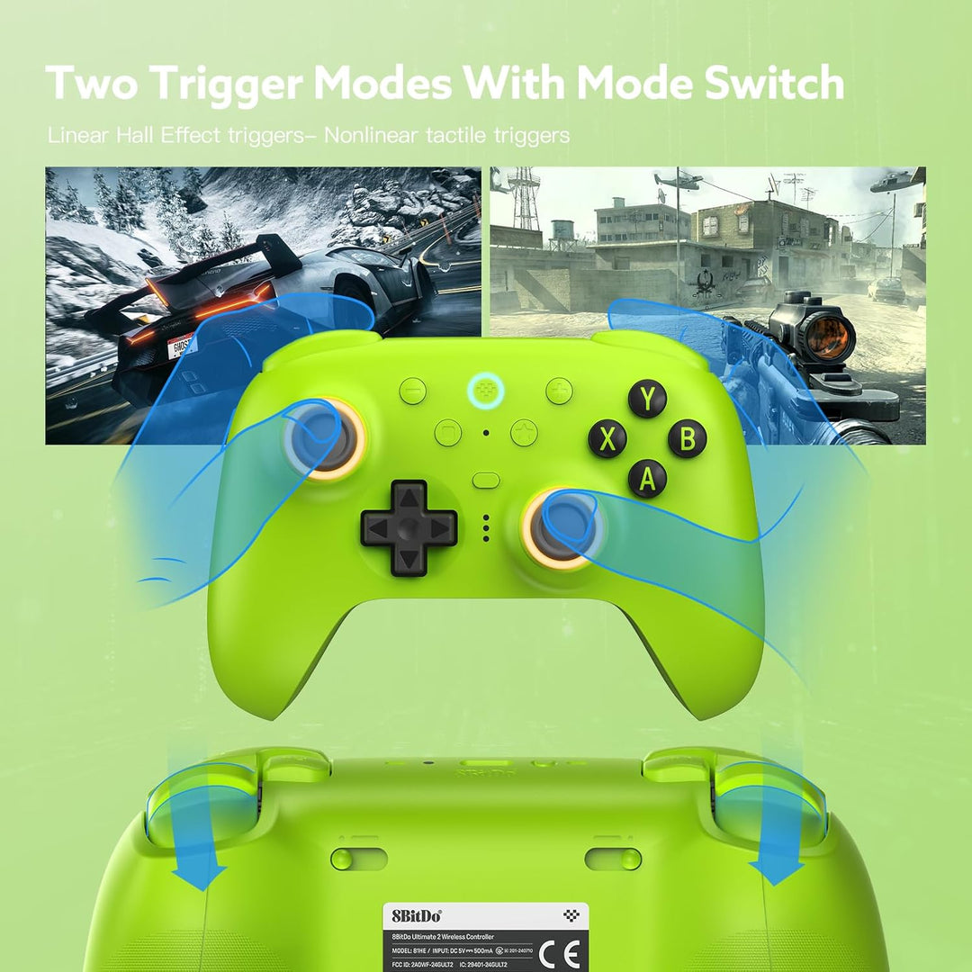 8bitdo Ultimate 2 Wireless Controller für PC/Android/Apple/Steam, TMR Joystick Update, Lange/Kurze T