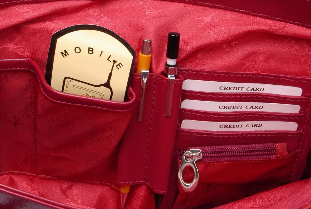 Catwalk Collection Handbags - Leder - Übergrosse Laptoptasche Schultasche/Organizer/Arbeitstasche/Ak