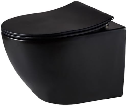 Primaster Wand-Tiefspül WC Prag Matt Schwarz inkl. WC-Sitz mit Absenkautomatik