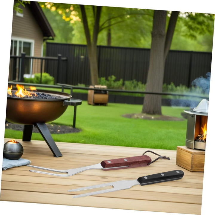 Garneck 2stücke Edelstahl Fleischgabel Mit Hitzebeständigem Holzgriff Grosse Grillgabel Für Outdoor-
