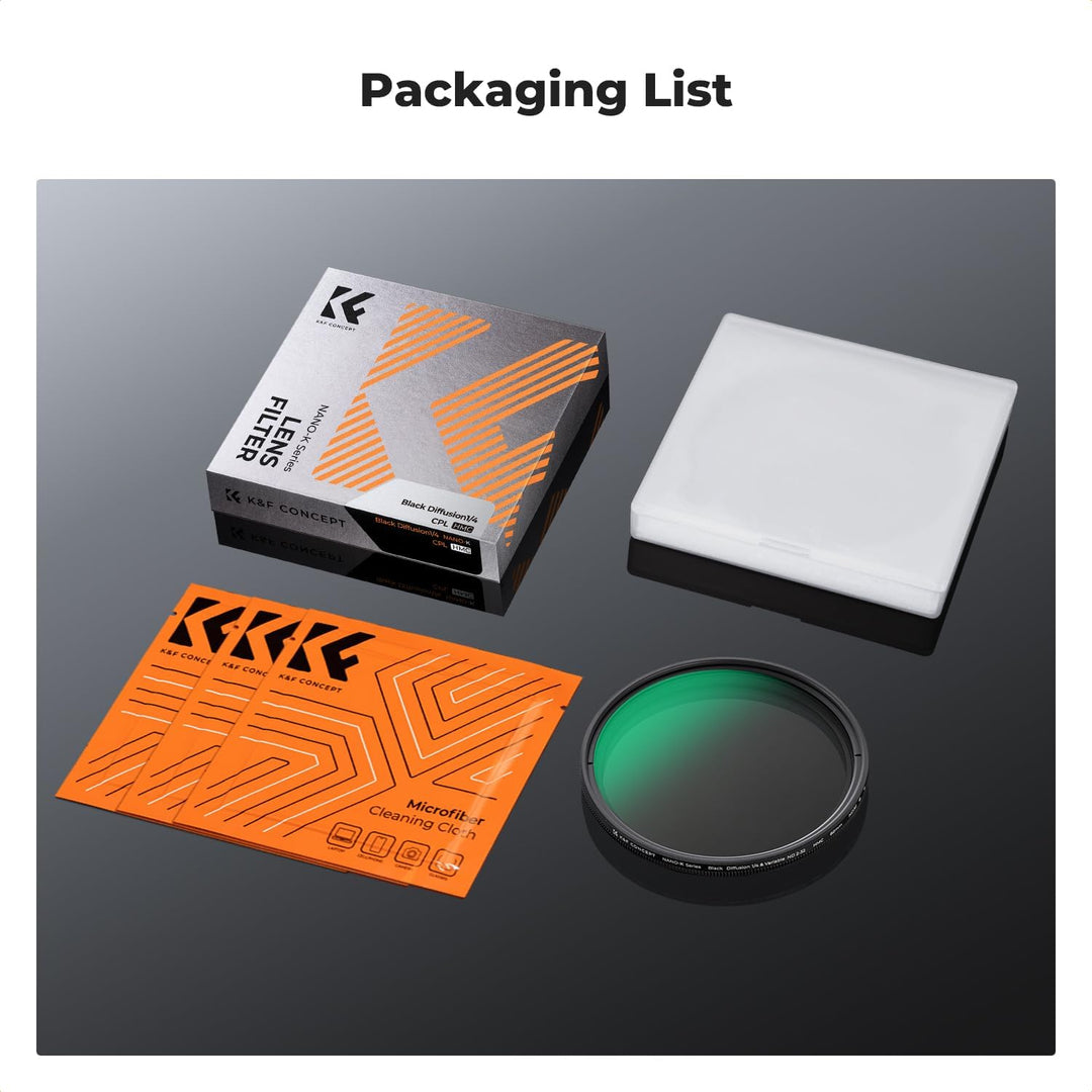 K&amp;F CONCEPT 2-IN-1 Filter 72mm Variabler ND2-ND32 &amp; Black Mist 1/4 Filter, 72MM