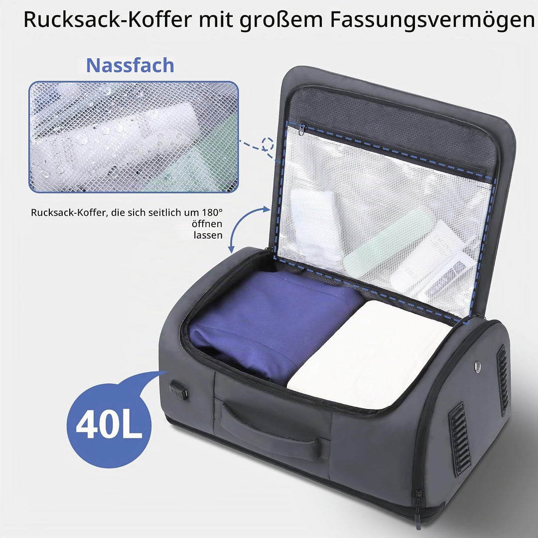 HOMIEE Reiserucksack 40L Grosser Rucksack Herren Wasserdicht 15.6-17.3 Zoll Laptoprucksack Handgepäc